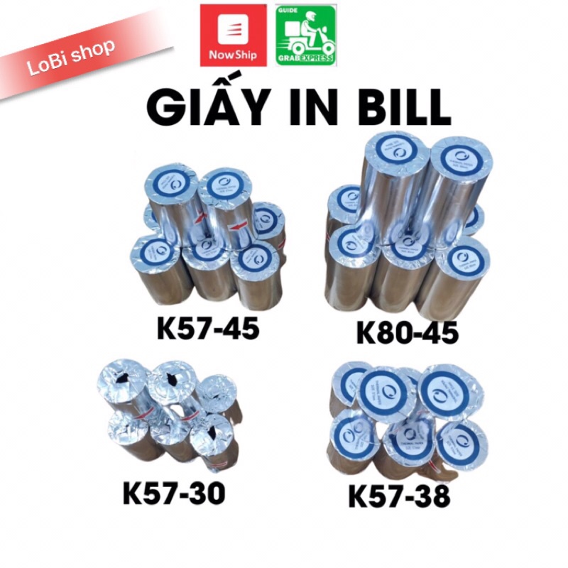 GIẤY IN BILL K80, K57, K58, POS, TAXI, GIẤY IN NHIỆT, IN HÓA ĐƠN NHÀ HÀNG, CÀ PHÊ, TẠP HÓA, SIÊU THỊ (57mm, 58mm, 80mm)