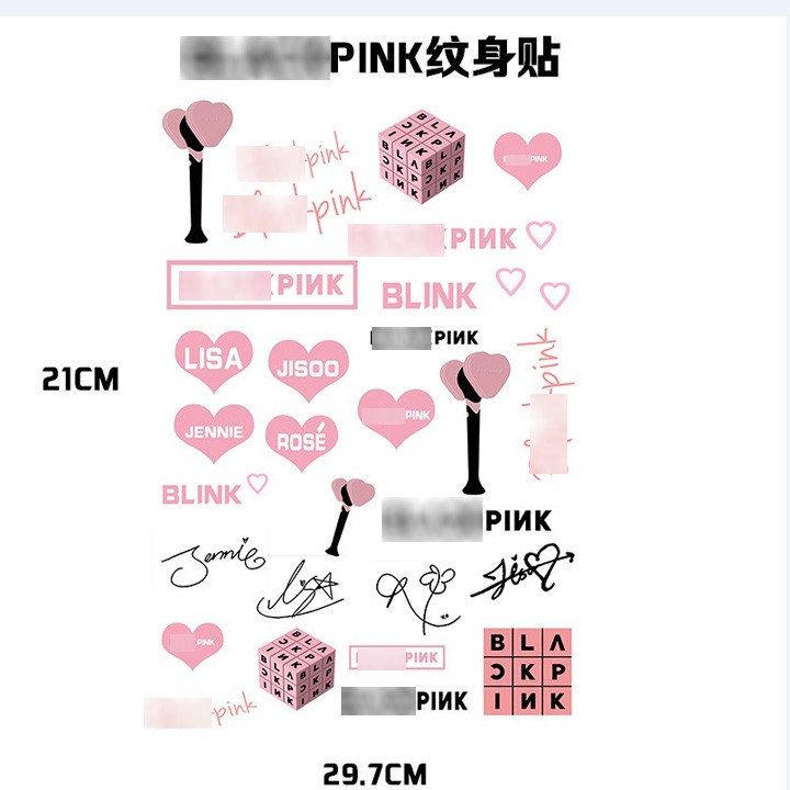 Hình xăm Blackpink Lisa Jisoo Jennie Rose bảng A4khohangkpop