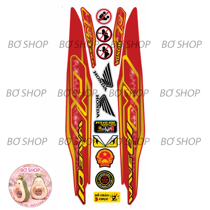 Tem rời WAVE ALPHA 100cc & 50cc   BƠ SHOP - Tem 3 lớp chống phai màu