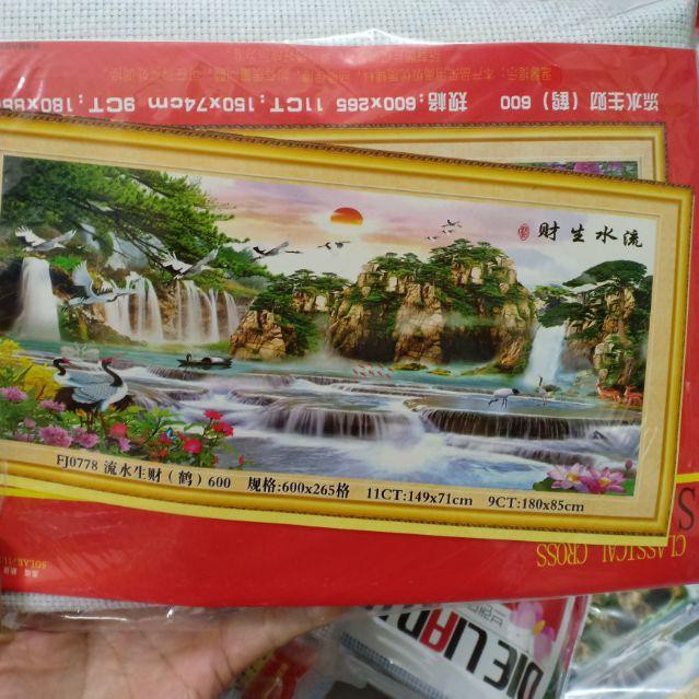Tranh thêu chữ thập Phong cảnh tuyệt đẹp kt 149*71cm(hình thật)
