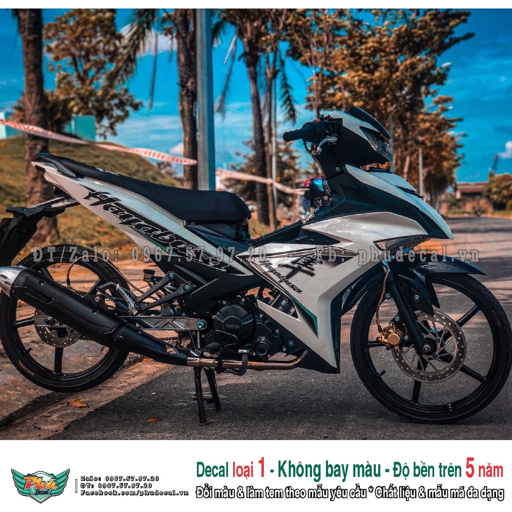 Tem rời xe Exciter 150 Hayabusa Trắng đen (A)
