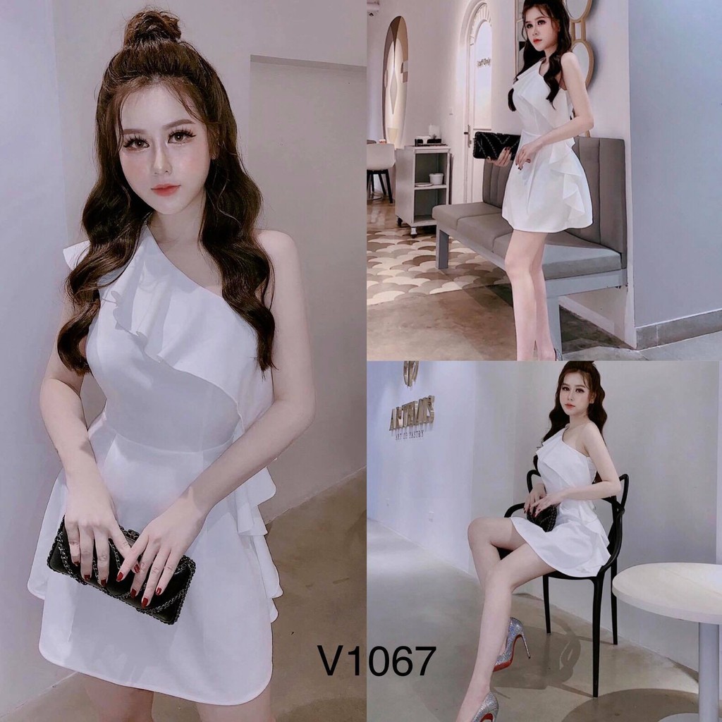 ẢNH THẬT- Đầm thiết kế/ Đầm thiết kế cao cấp/ Đầm trắng lệch vai/ Đầm trắng bèo / Đầm dự tiệc