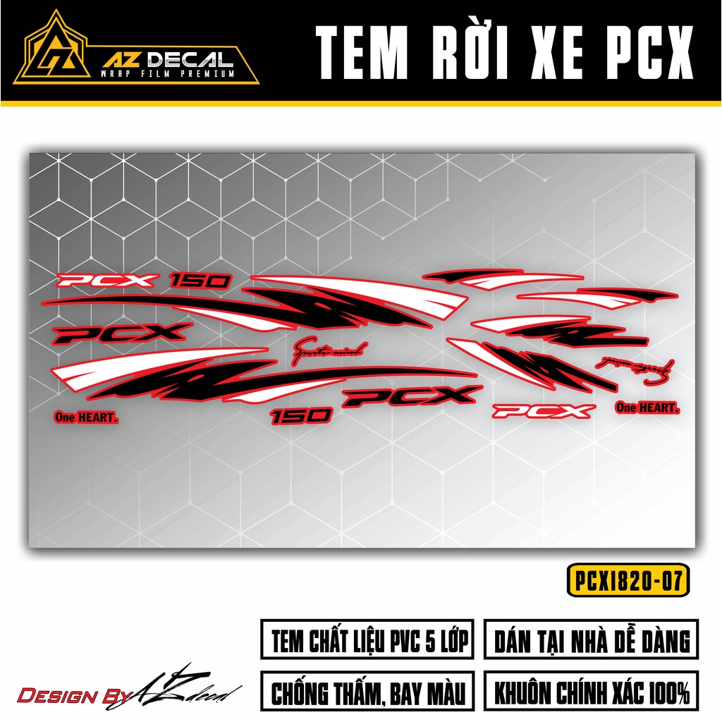 Tem Chế Xe PCX 150 Mẫu Sport Mind | PCX-07 | Decal Rời Dán Xe Máy PCX Chống Nước, Chống Bay Màu