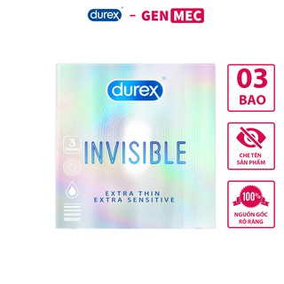 Bao Cao Su Siêu Mỏng Durex Invisible Extra Thin Siêu Khoái Cảm - BCS Durex Invisible Hộp 3 Bao - Genmec