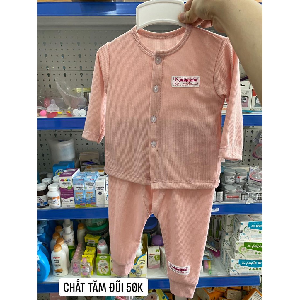 Bộ dài Mommycare cúc giữa tăm lạnh áo 4 cúc quần can đũng trước sau cho bé