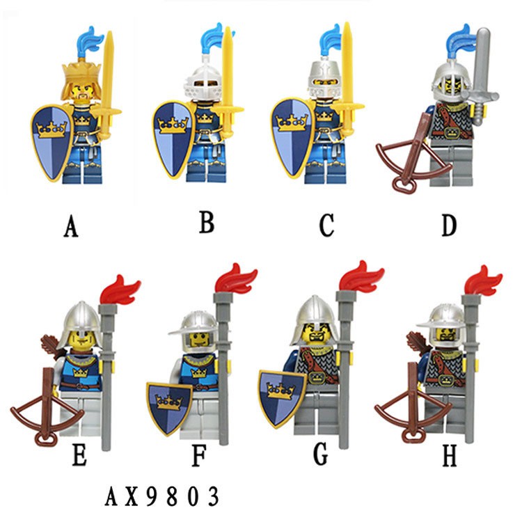 Minifigures LOJO AX-9803 - Lính trung cổ Nhà vua - Minifigures Blue Crown Knight