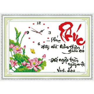 Tranh Thêu Chữ Thập Đồng Hồ Phúc Đầy Nhà Năm Thêm Giàu Có 222832 (KHÁCH TỰ THÊU) KT:68X48CM