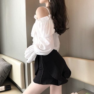 Áo 2 Dây Tay Dài Rớt Vai ( Trắng )
