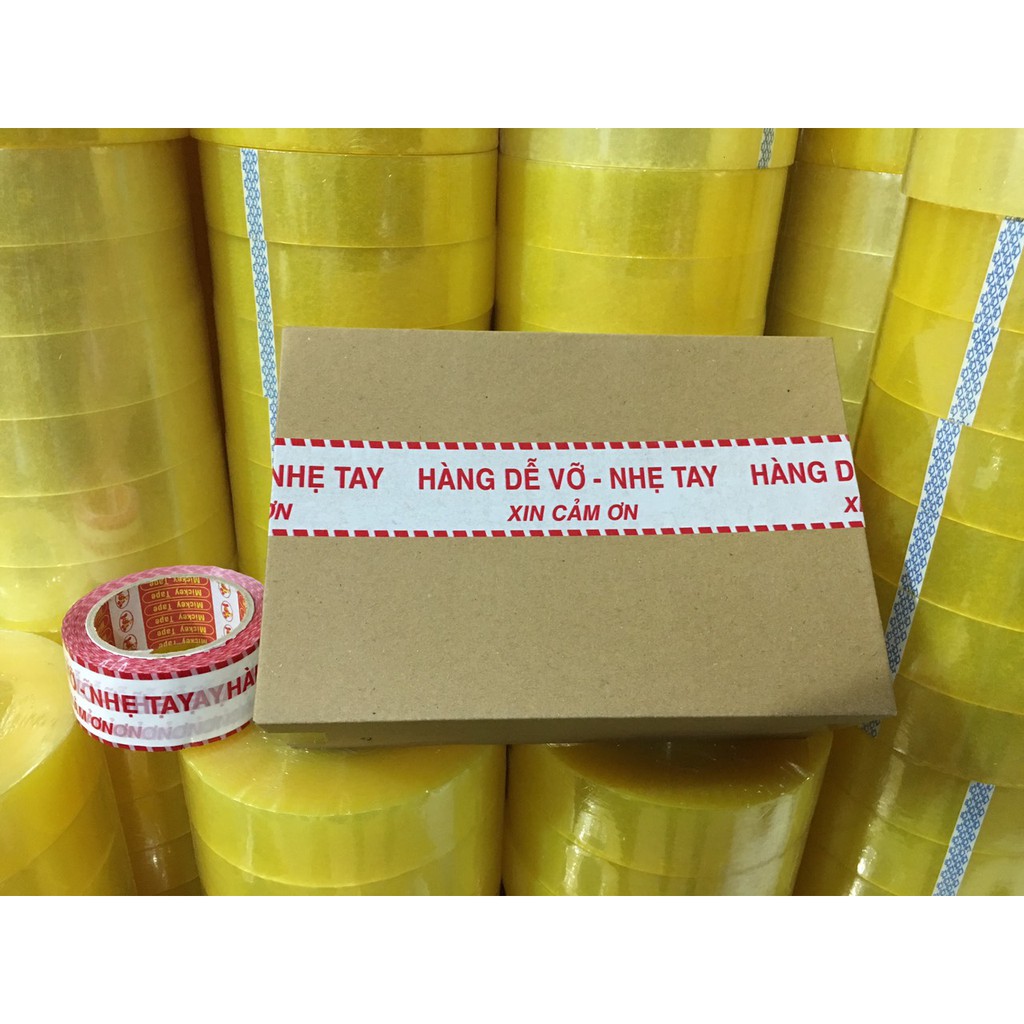 Băng dính cảnh báo niêm phong 200g in chữ hàng dễ vỡ xin nhẹ tay,băng keo niêm phong hàng dễ vỡ chống móp méo vỡ hàng