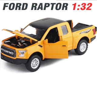 Xe mô hình ô tô Ford raptor F150 tỉ lệ 1:32 - Xe đồ chơi trẻ em bằng kim loại chạy cót có đèn và âm thanh mở được cửa