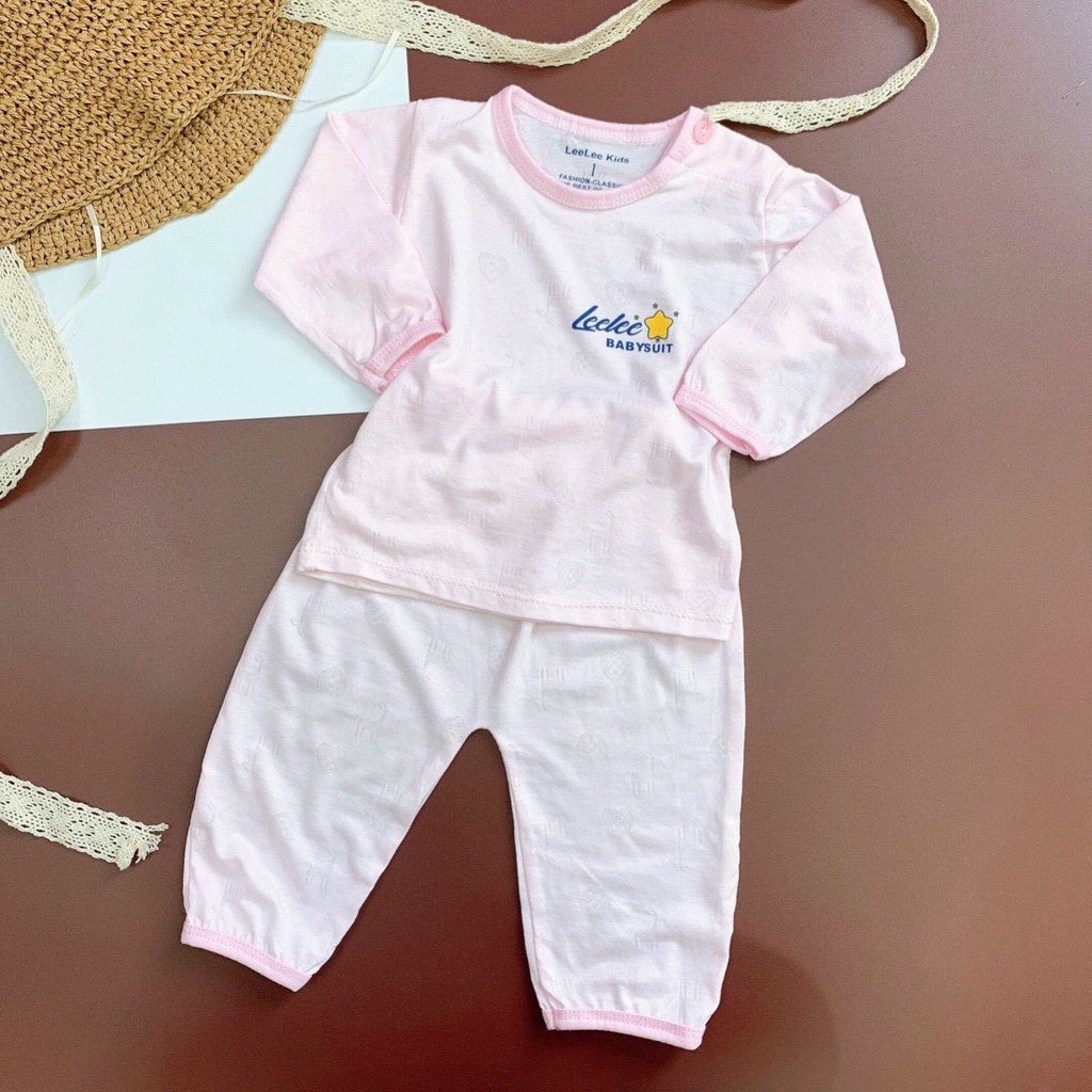 Bộ dài tay cổ tròn cho trẻ từ sơ sinh đến 9 tháng leelee babysuit , bộ thông hơi cho bé trai bé gái