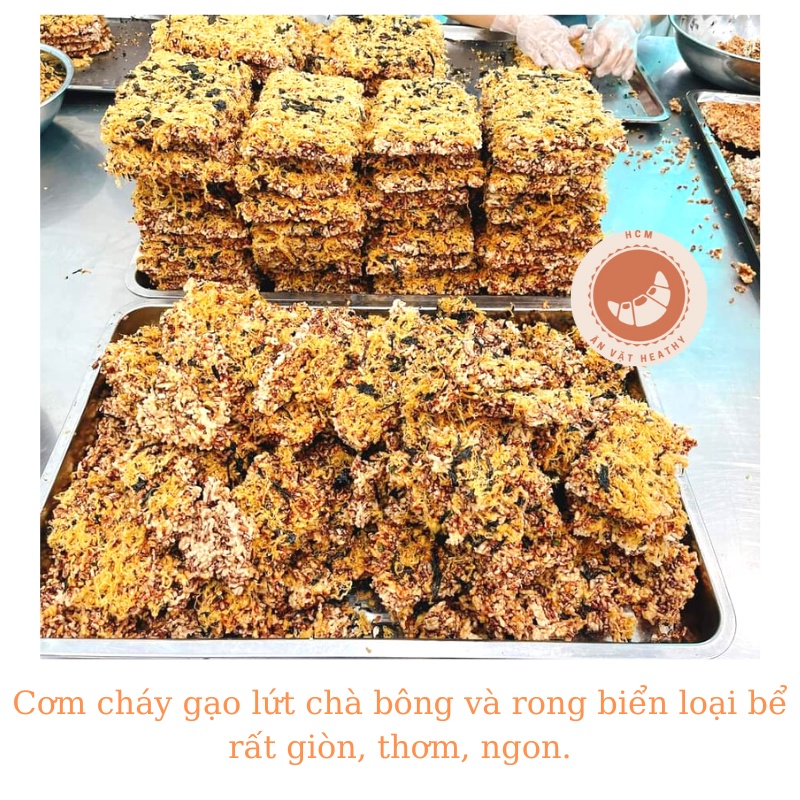 Cơm Cháy Gạo Lứt Chà Bông Và Rong Biển Đồ Ăn Vặt Healthy Dành Cho Người Ăn Kiêng Ít Cay Loại Bể 250gr