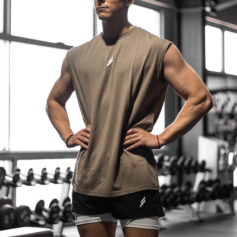 [ GYMEN ]  Áo ba lỗ nam tập gym Áo Tay Phong Cách âu Mỹ Thể Thao Nam Cotton Tank Top Form Rộng Chuẩn Form Cổ Tròn Thun Lạnh Tập Vải Thoáng Nhanh Khô Cao Cấp Big Size Co Giãn Trơn Chạy Bộ Chuyên Thể Dục Bóng Rổ Cầu Lông