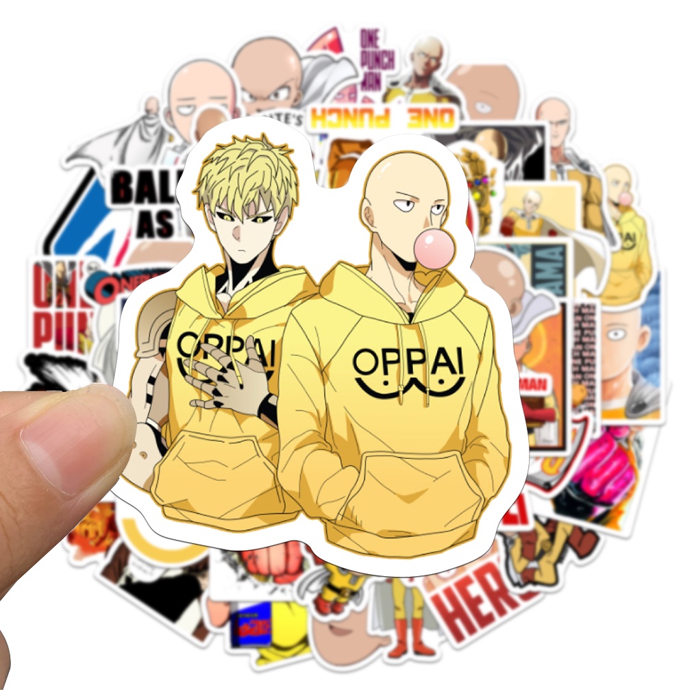 Bộ 10/50 Sticker Chống Thấm Nước Hình Hoạt Hình One Punch Man Dán Trang Trí