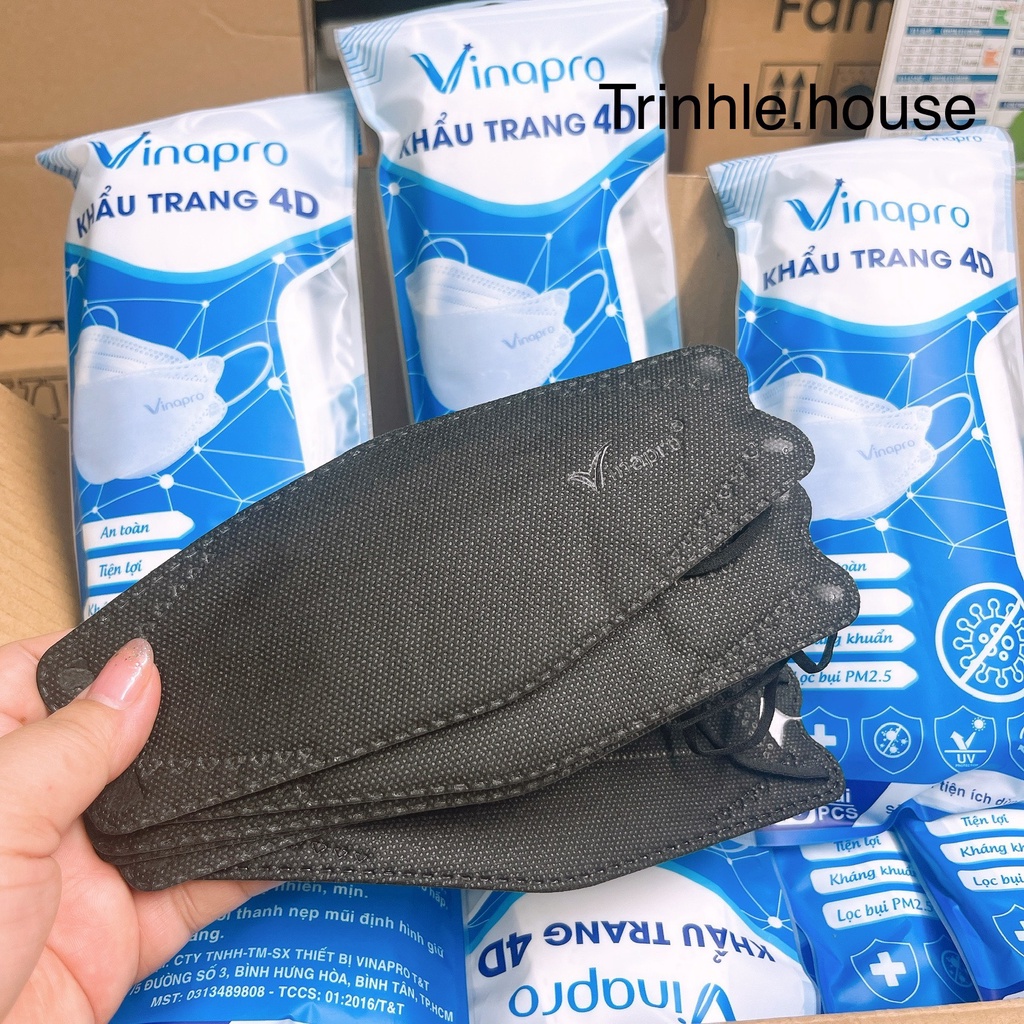 Sỉ 1 thùng 300 cái khẩu trang kf94 Vinapro màu trắng, xám, xanh, đen, hồng kháng khuẩn- tân bình