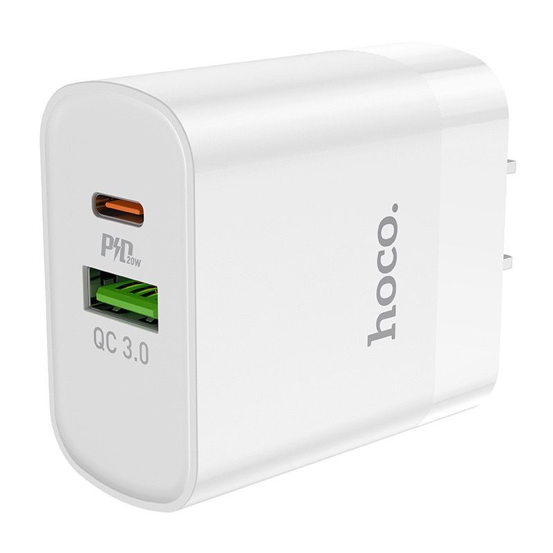 Củ Sạc Nhanh 20W cho IPhone 13PROMAX / 13PRO / 13 / 12,…/ SAM SUNG / OPPO Chính Hãng HOCO C80 - 2 Cổng ( USB -Type C )