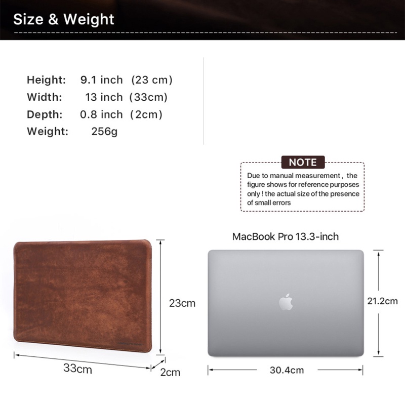 Túi da thật CONTACT'S FAMILY bảo vệ Laptop Macbook Pro Air 13/15