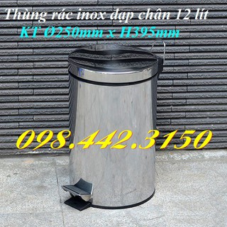 Thùng rác inox đạp chân 12L