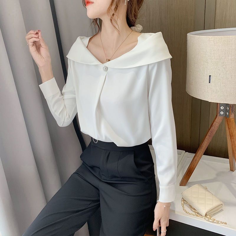 Áo Sơ Mi Chiffon Trắng Tay Dài Phong Cách Mới