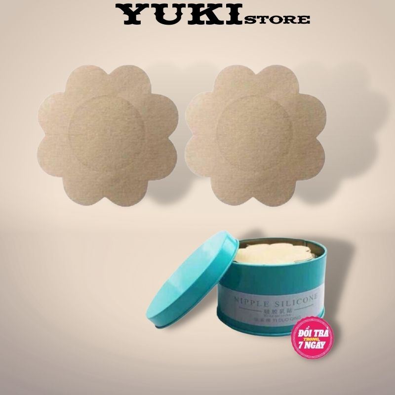 Miếng dán ngực loại ti giấy: 60 miếng - hộp sắt dán nhũ hoa YUKI STORE 0121