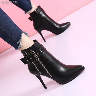 Giày Bốt Cao Gót Phối Khóa Kéo Thời Trang Cá Tính