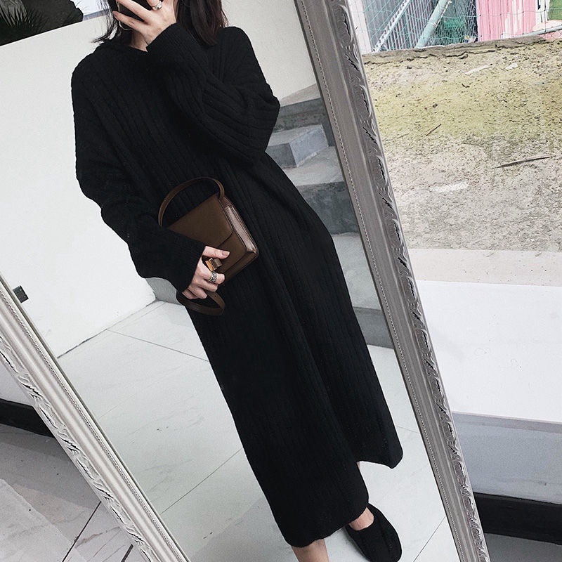 Đầm len dáng dài có mũ trùm đầu thời trang cho mẹ bầu