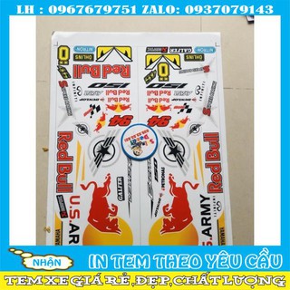 Tem rời Exciter 150 redbull dán xe trắng