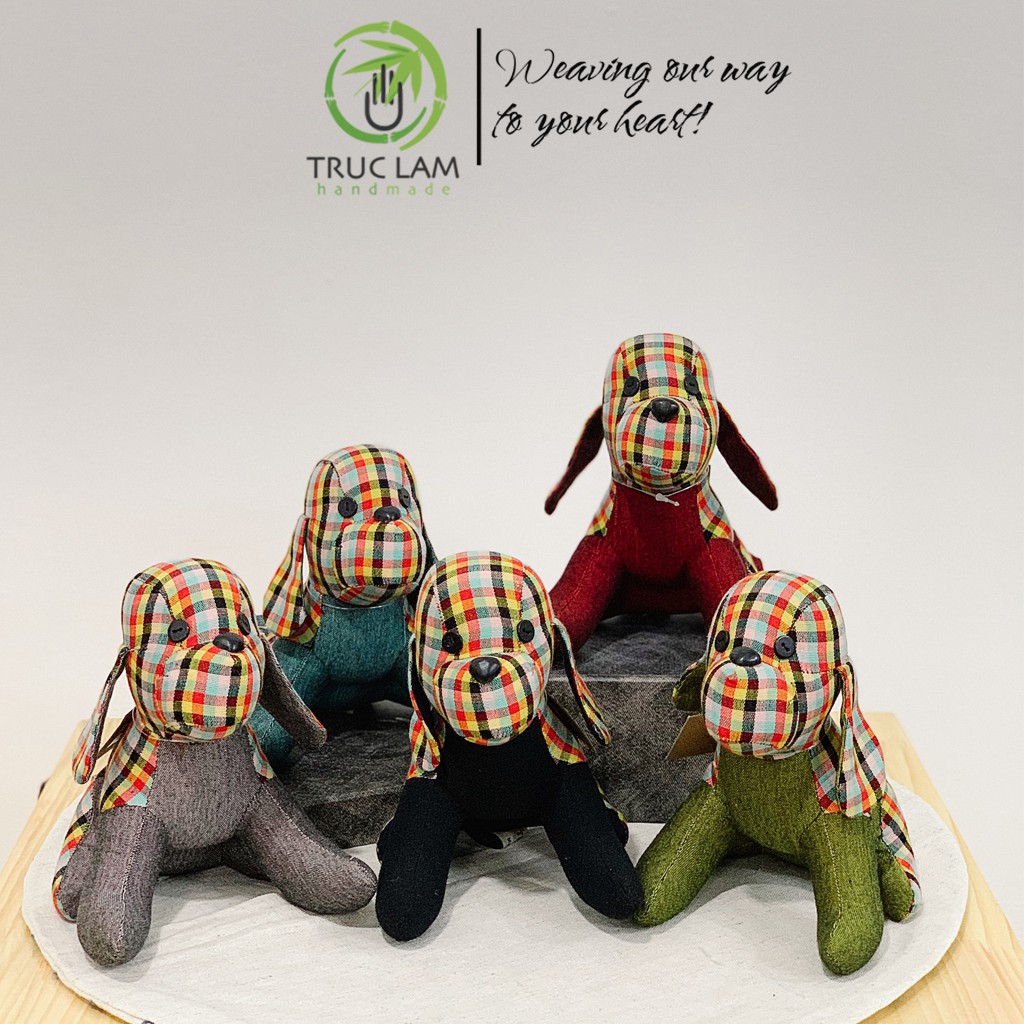 Đồ Chơi Cho Bé Thú Nhồi Bông Hình Chú Chó Ngồi Vải Dệt Tay Bông Gòn Cao Cấp Cỡ Nhỏ - Trúc Lâm Handmade