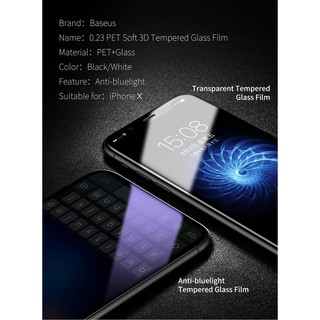Miếng dán cường lực full màn iphone X dày 0.2 mm hãng Baseus