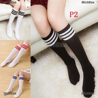 Vớ Cotton Dài Đến Đầu Gối 3 Đường Kẻ Sọc Màu Trơn Cho Nữ