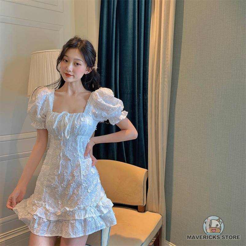 Đầm Trắng Mỏng Dáng Ngắn Kiểu Pháp Thời Trang Mùa Hè Cho Nữ
