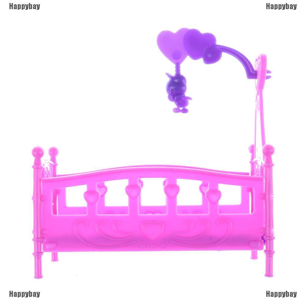 Bộ giường ngủ búp bê 10cm màu hồng cho trẻ em