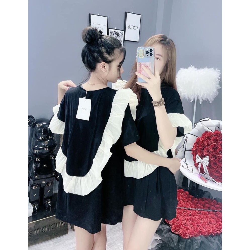 Áo Babydoll phối viền nữ thun tăm Form rộng giấu quần bánh bèo Tiểu Thư Ulzzang Vintage Hottrend Áo kiểu Nữ
