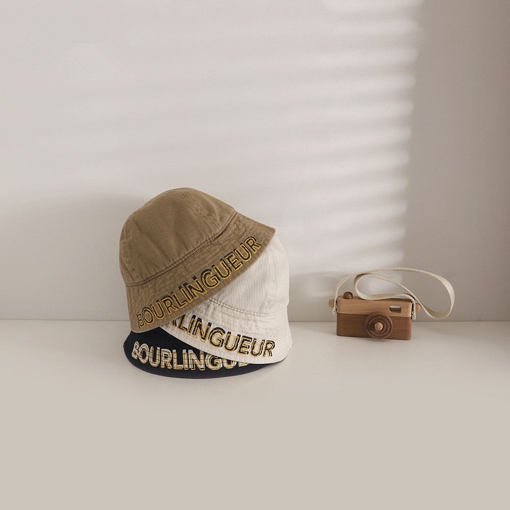 Nón Tai Bèo Màu Trơn Thêu Chữ Đơn Giản Thời Trang Hàn Quốc Cho Bé