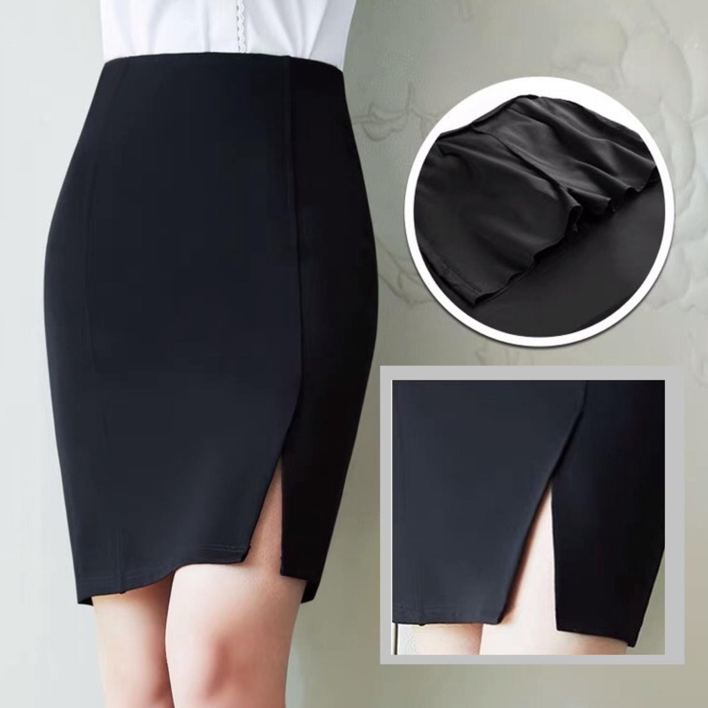 Chân váy công sở nữ lưng cao xẻ trước Chân váy bút chì cạp cao dáng ôm vải umi cao cấp co giãn 4 chiều mặc sơ mi đi làm