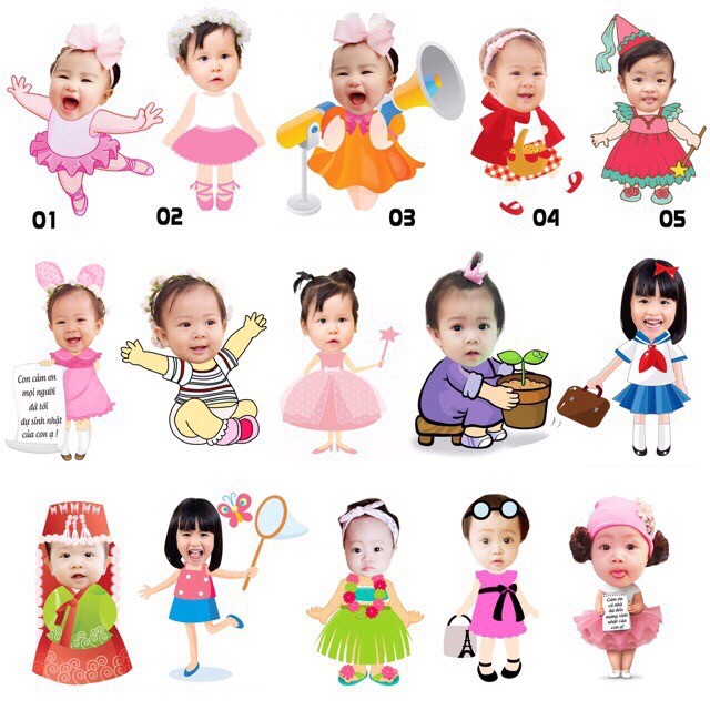 Hình Chibi Sinh Nhật, Đầy Tháng Thiết Kế Theo Yêu Cầu Cho Bé Trai, Bé Gái