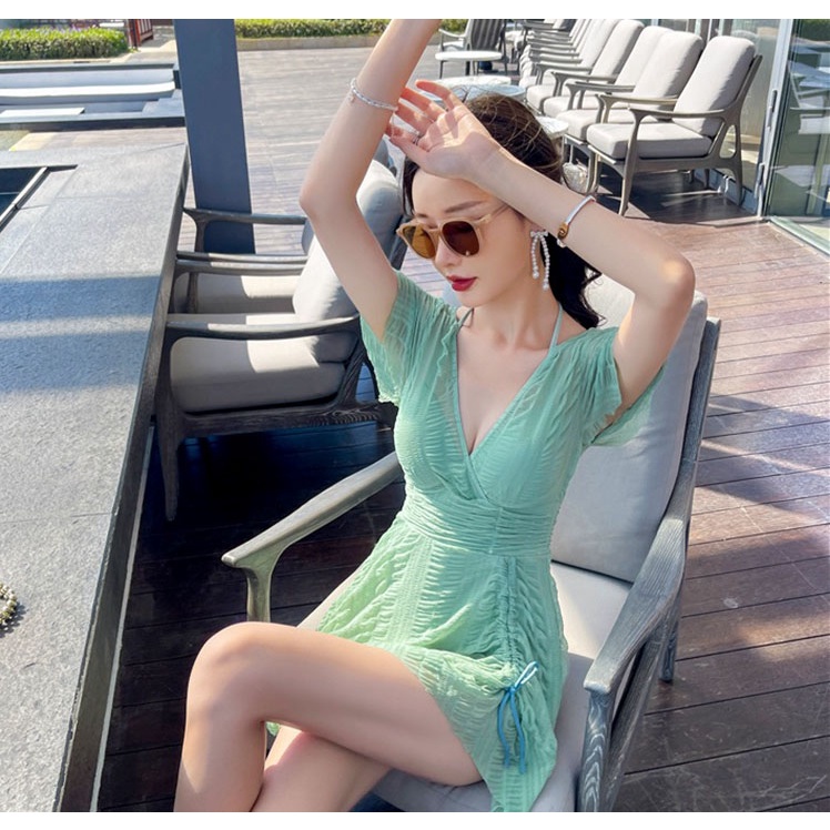 Đồ Bơi Nữ Kín Đáo Dạng Váy Mới  - Bikini 1 Mảnh Giấu Bụng Cho Người Béo Mập