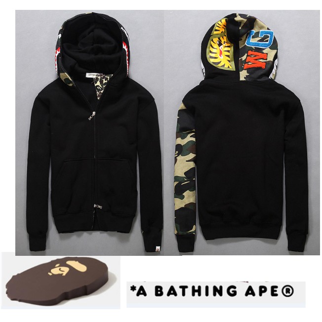 New A Bathing Ape Bape WGM Shark Simplicity Camouflage Hoodie Sweater Men Women Casual Jacket