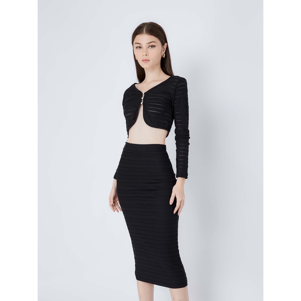 Set Nữ Áo Cardigan - Chân Váy, Chất Vải Thun Tầng Thoải Mái, WSD000238, SOMEHOW