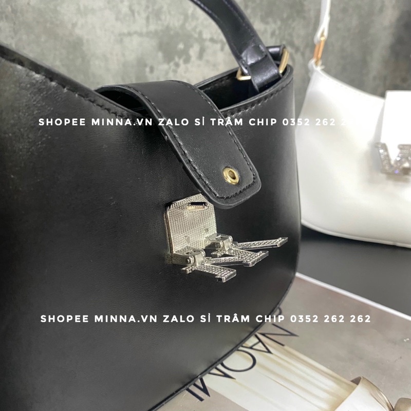 Túi đeo chéo nữ, túi kẹp nách quai xách cầm tay logo chữ W đính đá sang chảnh size to có dây đeo chéo