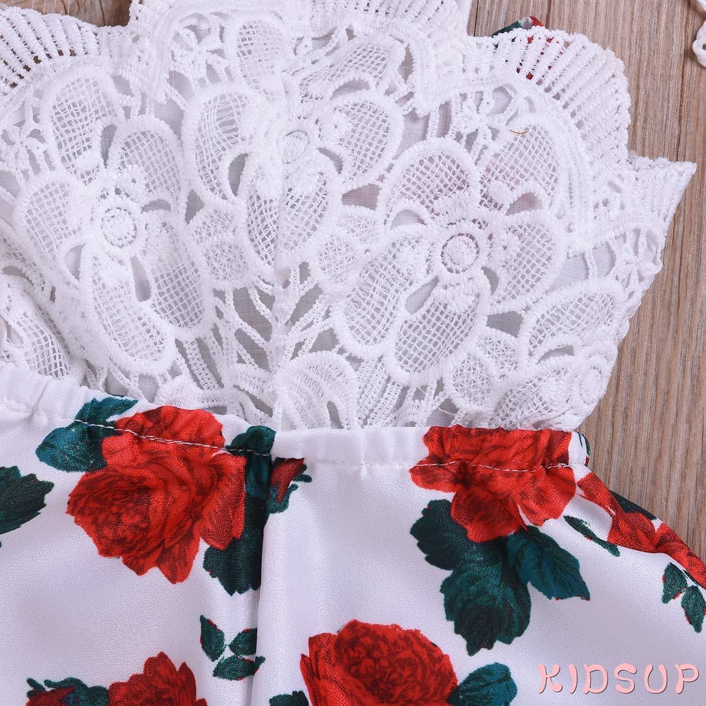 Bộ Áo Liền Quần Không Tay Phối Ren Ống Rộng Thời Trang Cho Bé