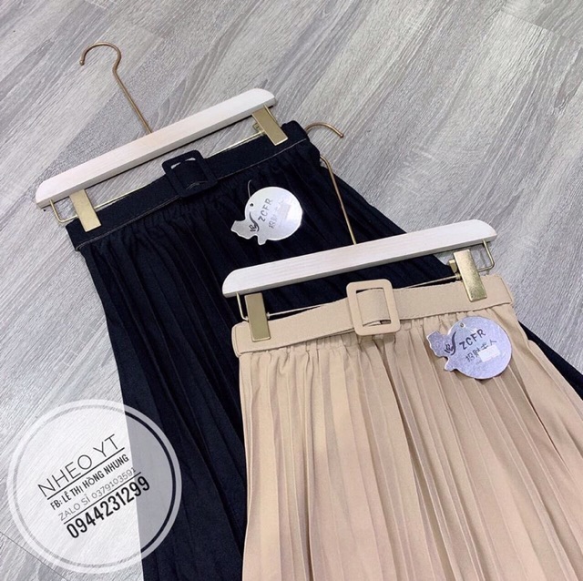 Chân váy midi xếp li kèm đai | BigBuy360 - bigbuy360.vn