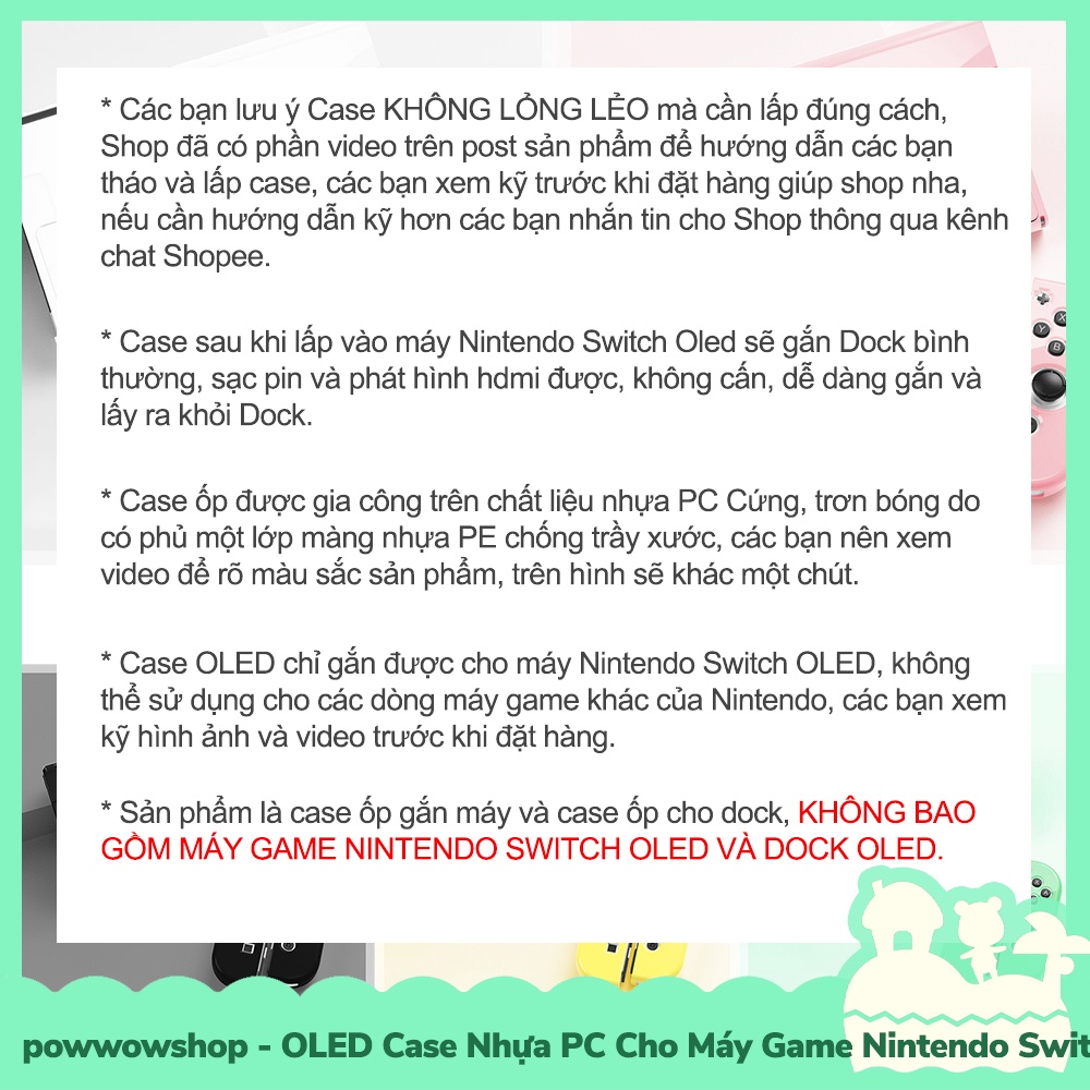 [Sẵn VN - Hỏa Tốc] OLED (Gắn Dock Được) Case Ốp Nhựa PC Cho Máy Game &amp; Dock Nintendo Switch OLED Phong Cách Đơn Sắc