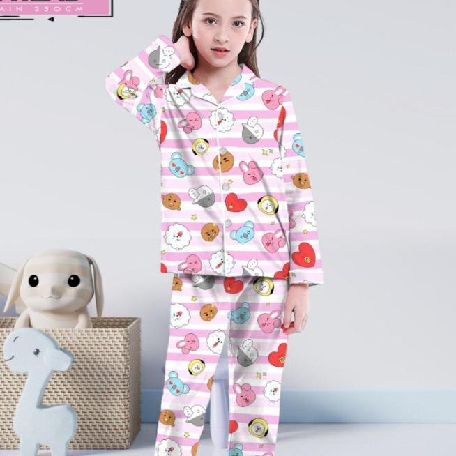 Bộ Đồ Ngủ Pijama In Hình Bt21 Dễ Thương Cho Bé Từ 2-3 Tuổi