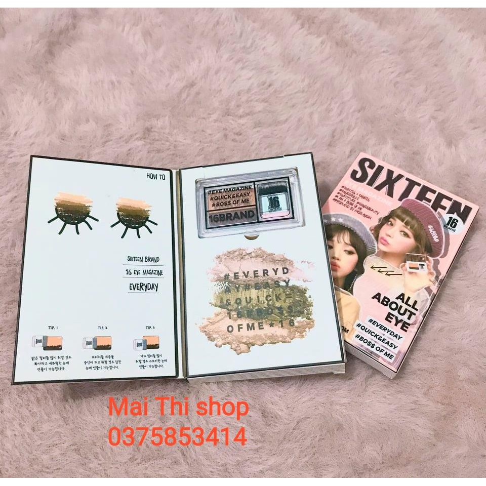 Phấn mắt 16 Brand SIXTEEN EYE MAGAZINE tặng mặt nạ môi BIOAQUA