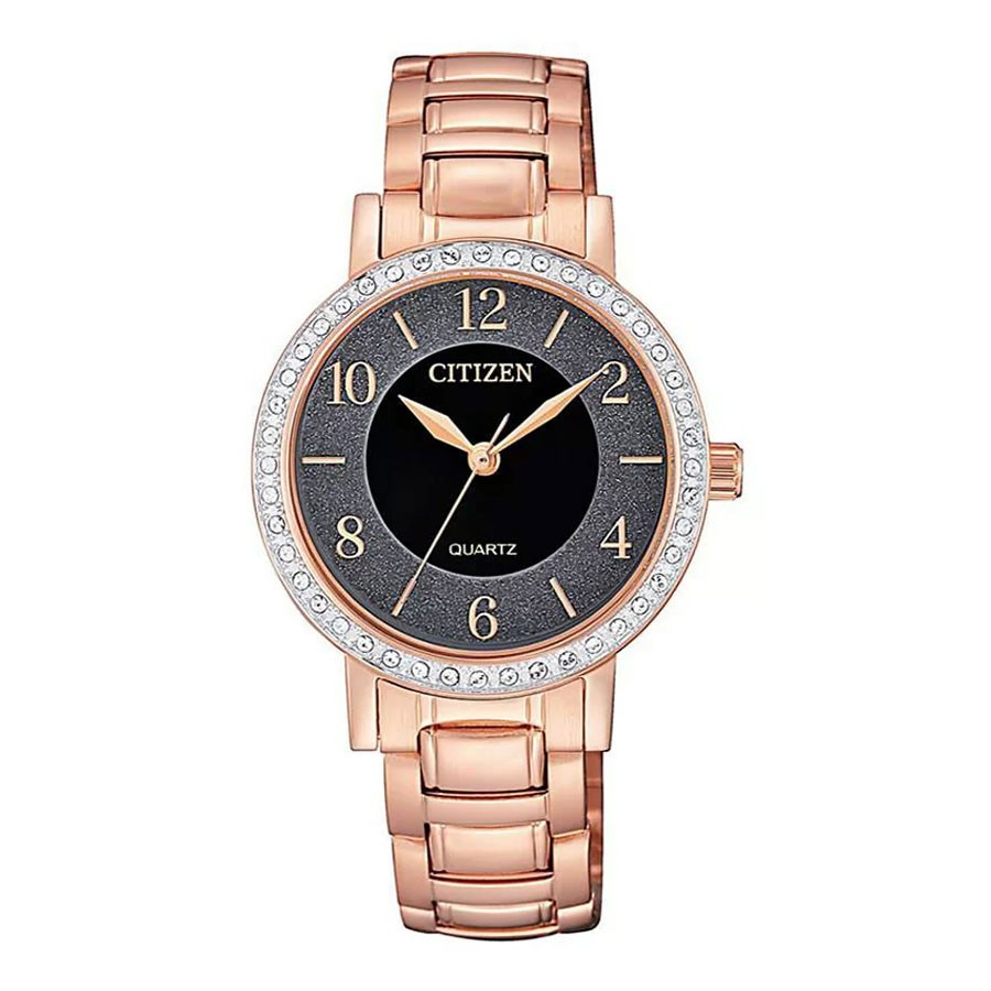 Đồng Hồ Nữ Citizen Đính Đá Swarovski Dây Thép Không Gỉ EL3048-53E - Mặt Đen
