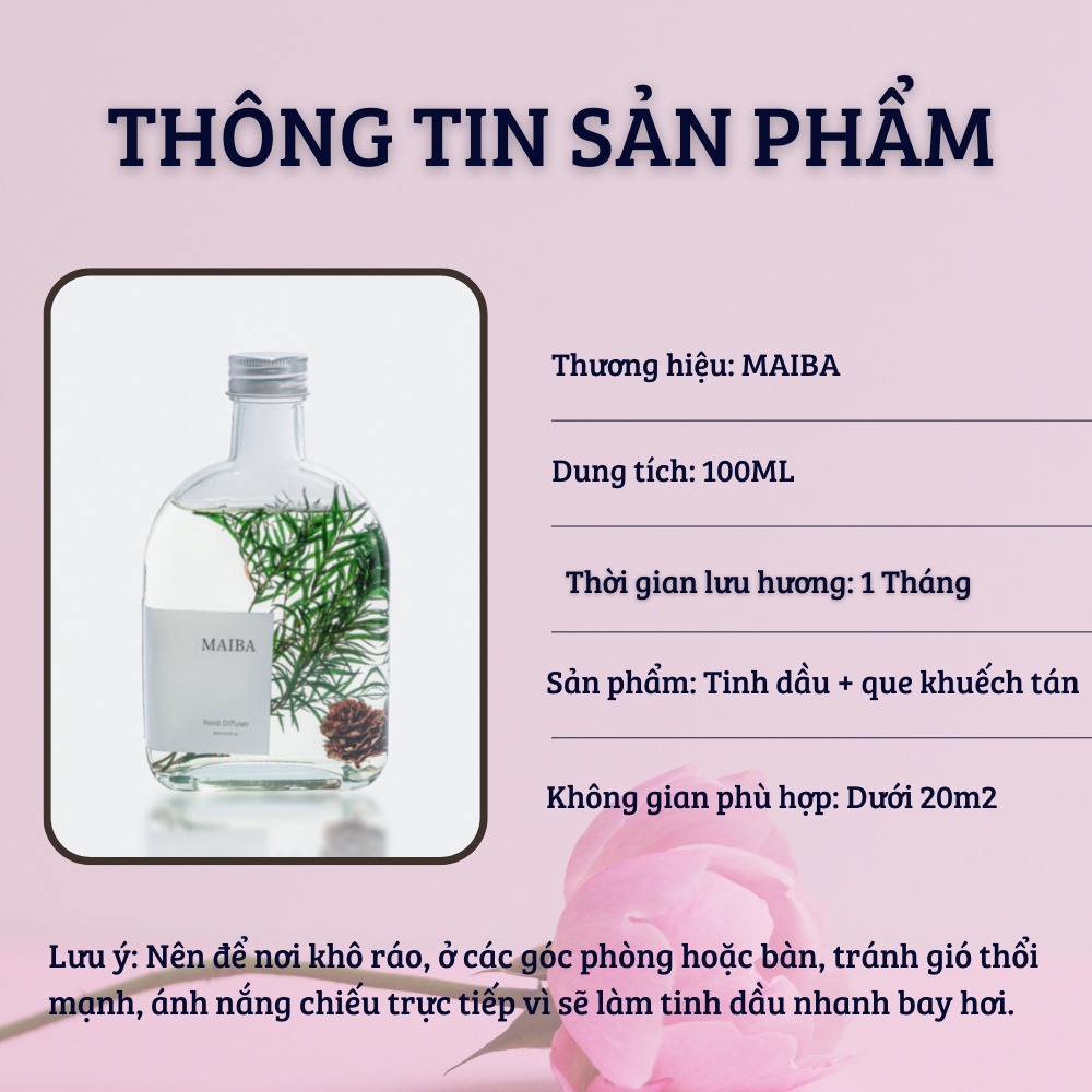 Tinh dầu thơm phòng khuếch tán hoa khô thiên nhiên MAIBA phát sáng ban đêm 100ml