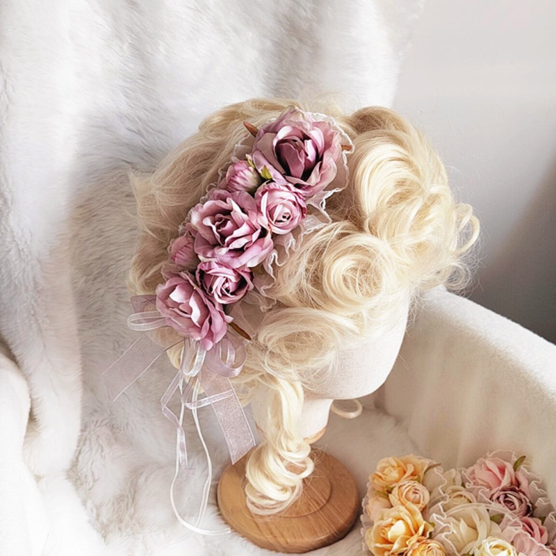 Băng Đô Cài Tóc Bản Rộng Phối Ren Hoa Phong Cách Lolita Cho Nữ