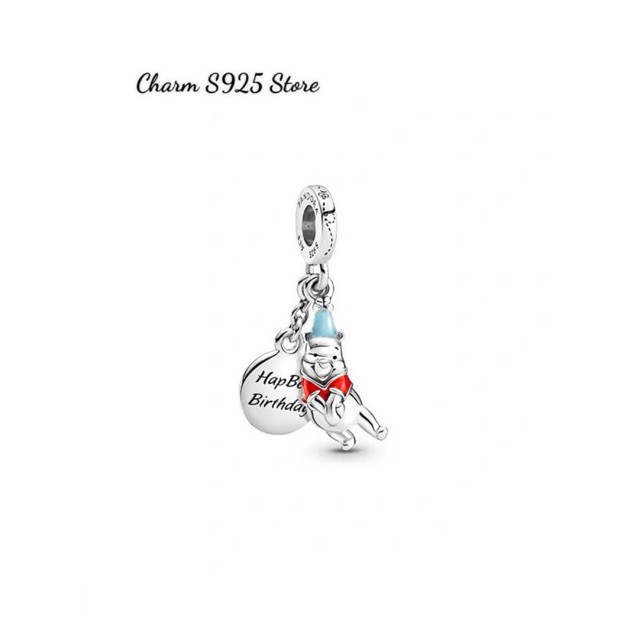 charm pan treo gấu pooh disney bạc s925 cao cấp