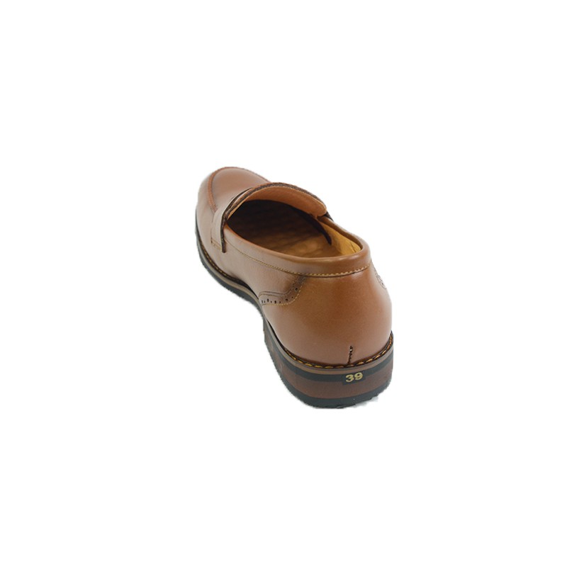 Giày lười công sở da trơn màu nâu (HM-177)
